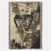 ヴィンテージ蒸気機関車セピア スローブランケット (正面縦)