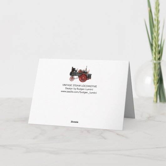 ヴィンテージ蒸気機関車ミュージカル父の日 カード (裏面)
