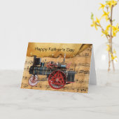 ヴィンテージ蒸気機関車ミュージカル父の日 カード (黄色い花)