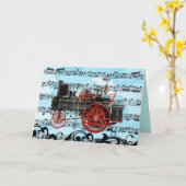 ヴィンテージ蒸気機関車ミュージカル父の日 カード (黄色い花)