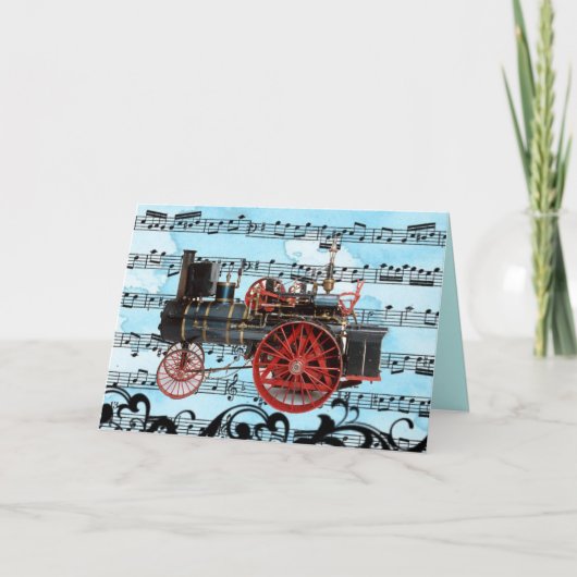 ヴィンテージ蒸気機関車ミュージカル父の日 カード (正面)
