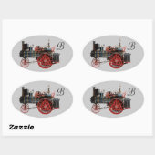 ヴィンテージ蒸気機関車モノグラム 楕円形シール (シート)