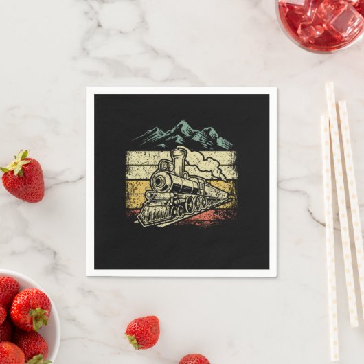 ヴィンテージ蒸気機関車機関車機関士 スタンダードカクテルナプキン (インサイチュ)