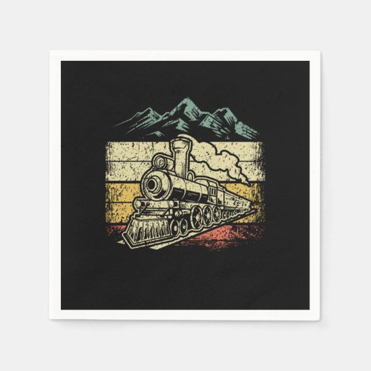 ヴィンテージ蒸気機関車機関車機関士 スタンダードカクテルナプキン (正面)