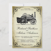 ヴィンテージ蒸気機関車結婚式招待状 招待状 (正面)