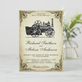 ヴィンテージ蒸気機関車結婚式招待状 招待状 (スタンド正面)