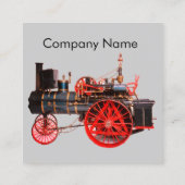 ヴィンテージ蒸気機関車赤グレー スクエア名刺 (裏面)