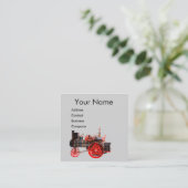 ヴィンテージ蒸気機関車赤グレー スクエア名刺 (スタンド正面)