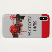 ヴィンテージ蒸気機関車赤グレー Case-Mate iPhoneケース (裏面(横))