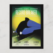 ヴィンテージ蒸気機関車速記録はがき ポストカード (正面)