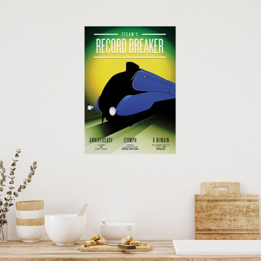 ヴィンテージ蒸気機関車速記録ポスター ポスター (キッチン)