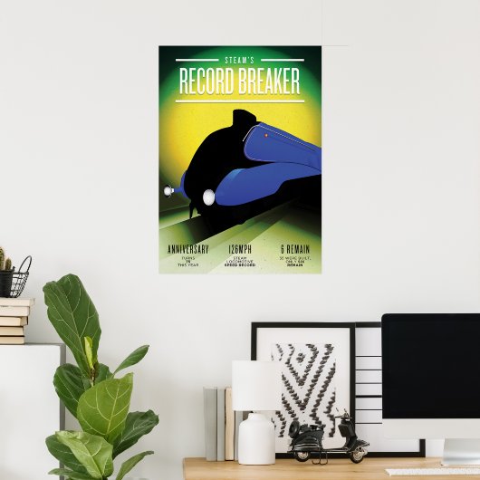 ヴィンテージ蒸気機関車速記録ポスター ポスター (ホームオフィス)