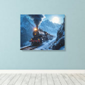 ヴィンテージ蒸気機関車 キャンバスプリント (インサイチュ (ウッドフロア))