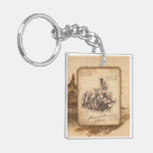 ヴィンテージ蒸気機関車/機関車アート。ドライバーギフト キーホルダー (正面左)