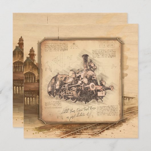 ヴィンテージ蒸気機関車/機関車アート。ドライバーギフト シーズンカード (正面/裏面)