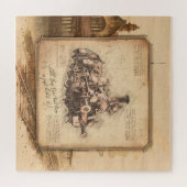 ヴィンテージ蒸気機関車/機関車アート。ドライバーギフト ジグソーパズル (横)