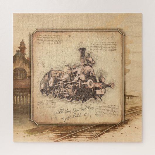 ヴィンテージ蒸気機関車/機関車アート。ドライバーギフト ジグソーパズル (縦)