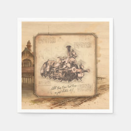 ヴィンテージ蒸気機関車/機関車アート。ドライバーギフト スタンダードカクテルナプキン