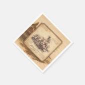 ヴィンテージ蒸気機関車/機関車アート。ドライバーギフト スタンダードカクテルナプキン (角)