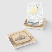 ヴィンテージ蒸気機関車/機関車アート。ドライバーギフト ストーンコースター (横)