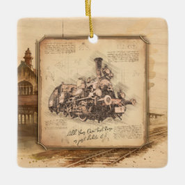 ヴィンテージ蒸気機関車/機関車アート。ドライバーギフト セラミックオーナメント