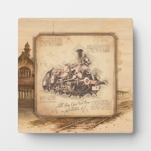 ヴィンテージ蒸気機関車/機関車アート。ドライバーギフト フォトプラーク (正面)