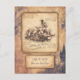 ヴィンテージ蒸気機関車/機関車アート。ドライバーギフト ポストカード