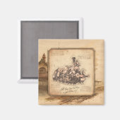 ヴィンテージ蒸気機関車/機関車アート。ドライバーギフト マグネット (正面/裏面)