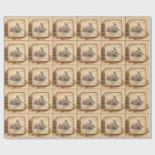 ヴィンテージ蒸気機関車/機関車アート。ドライバーギフト ラッピングペーパー (フラット)