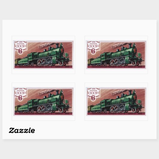 ヴィンテージ蒸気機関車 長方形シール (シート)