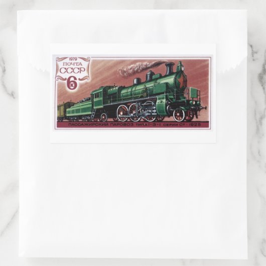 ヴィンテージ蒸気機関車 長方形シール (バッグ)