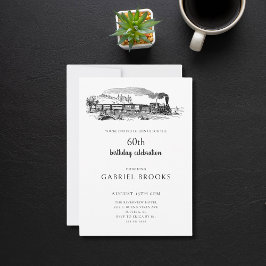 ヴィンテージ蒸気機関車 60歳誕生日パーティー 招待状