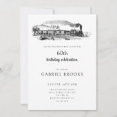ヴィンテージ蒸気機関車 60歳誕生日パーティー 招待状 (正面)