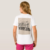 ヴィンテージ蒸気機関車Tシャツデザイン Tシャツ (裏面フル)