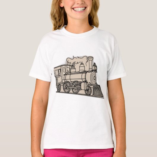 ヴィンテージ蒸気機関車Tシャツデザイン Tシャツ (正面)