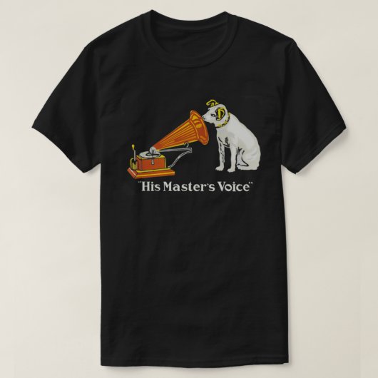 ヴィンテージ蓄音機の蓄音機彼のマスターボイス  Tシャツ (デザイン正面)