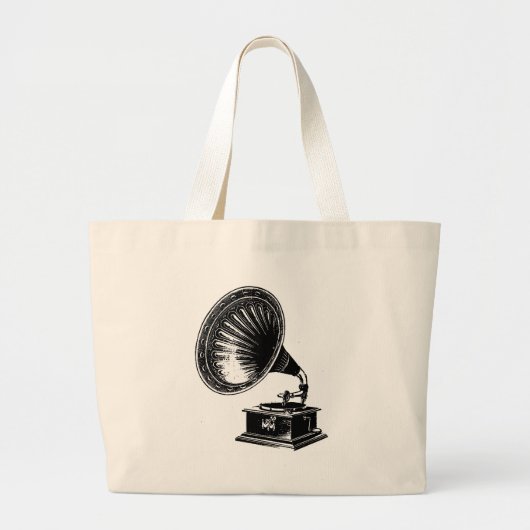ヴィンテージ蓄音機 ラージトートバッグ (正面)