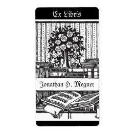 ヴィンテージ蔵書票音楽，木，本 ラベル