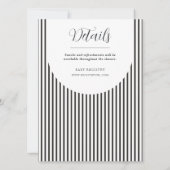 ヴィンテージ薄い白黒の垂直ストライプ 招待状 (裏面)
