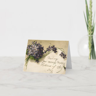ヴィンテージ薄紫とパープルブーケ誕生日カード カード