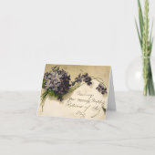 ヴィンテージ薄紫とパープルブーケ誕生日カード カード (正面)