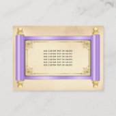 ヴィンテージ薄紫の金ゴールドスエレガントクロールQuinceaenera RSVP エンクロージャーカード (裏面)