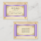 ヴィンテージ薄紫の金ゴールドスエレガントクロールQuinceaenera RSVP エンクロージャーカード (正面/裏面)