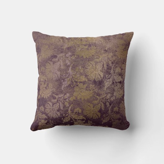 ヴィンテージ薄紫グランジ金ゴールド木グリッター枕 クッション (裏面)