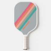 ヴィンテージ薄紫ストライプチャーム（名前） ピックルボールラケット (裏面)