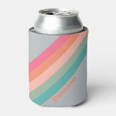 ヴィンテージ薄紫ストライプチャーム（名前） 缶クーラー (缶正面)