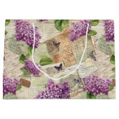 ヴィンテージ薄紫パターン ラージペーパーバッグ (正面)