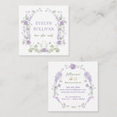 ヴィンテージ薄紫フラワーフレーム名刺 スクエア名刺 (正面/裏面)