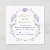 ヴィンテージ薄紫フラワーフレーム名刺 スクエア名刺 (裏面)