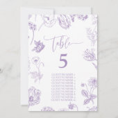 ヴィンテージ薄紫フローラゲスト名テーブル番号 (裏面)